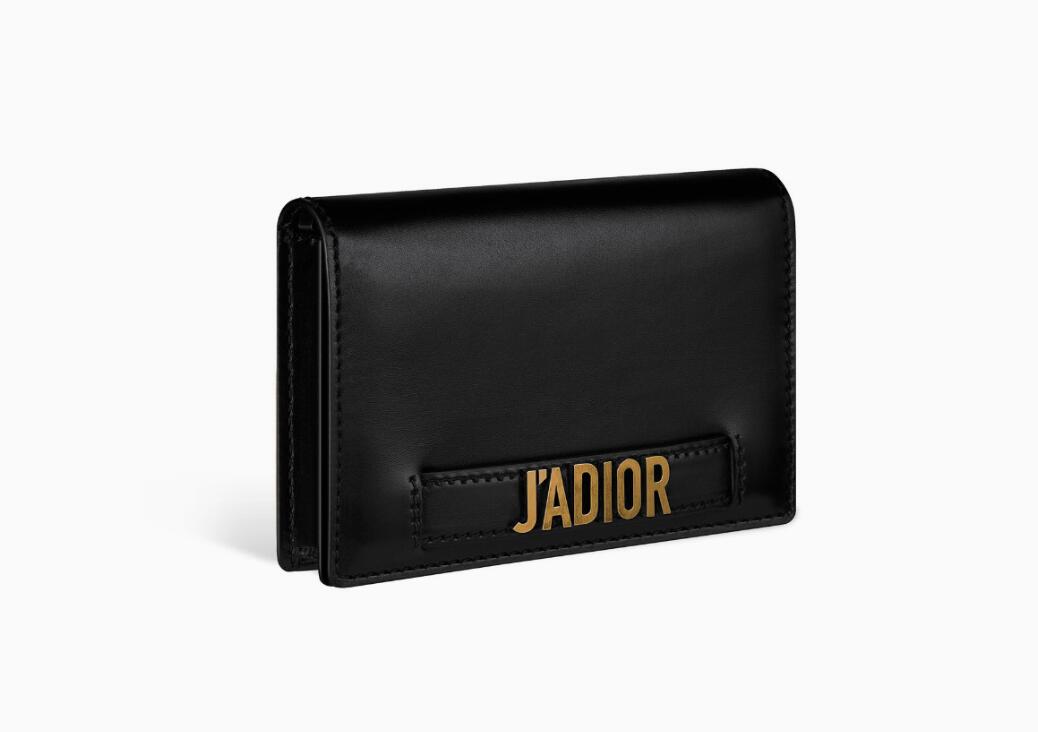 迪奥J'adior Wallet on Chain黑色小牛皮皮夹 复古金色J'ADIOR标志