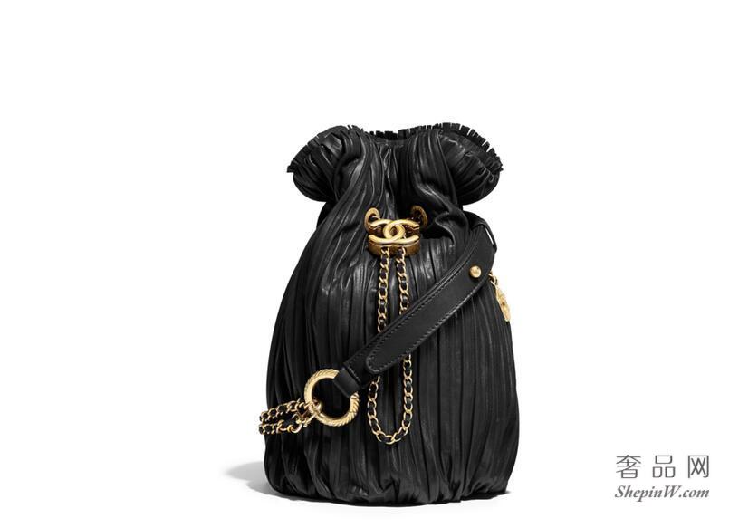 chanel backpack 幻彩折纹小牛皮 黑色双肩背包