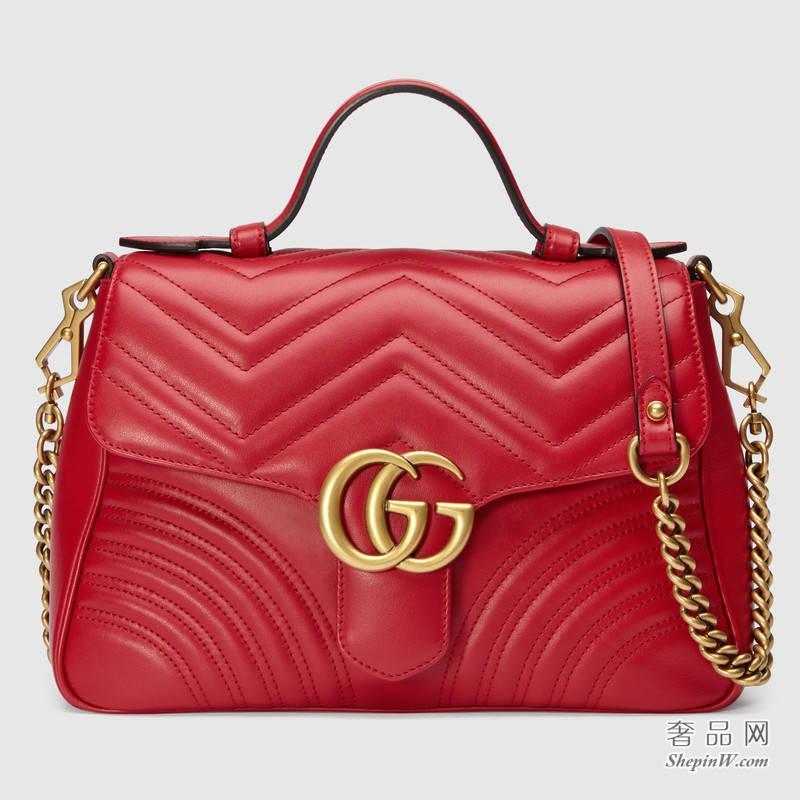 Gucci GG Marmont系列小号手提包498110 DTDIT 6433