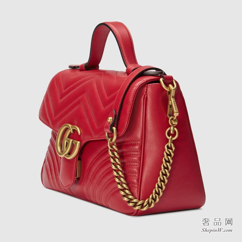 Gucci GG Marmont系列小号手提包498110 DTDIT 6433