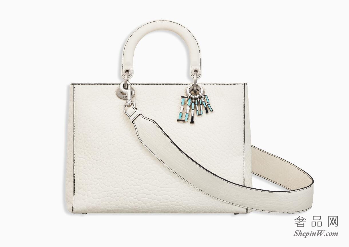 迪奥“Lady Dior”原色Canyon粒面触感小羊皮柔软大手提包