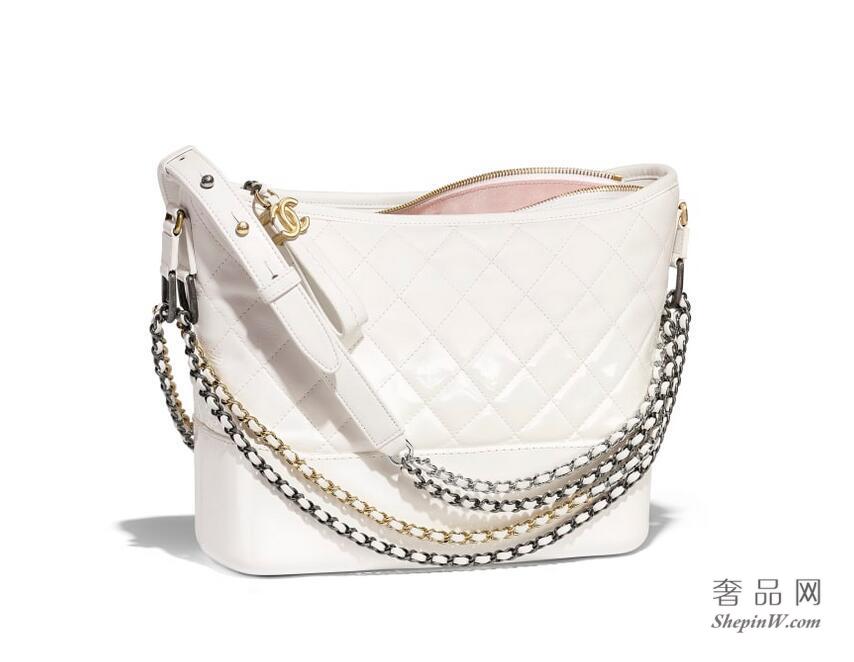 2018春夏系列 CHANEL'S GABRIELLE Hobo Bag 黑色山羊皮 漆皮GABRIELLE流浪包