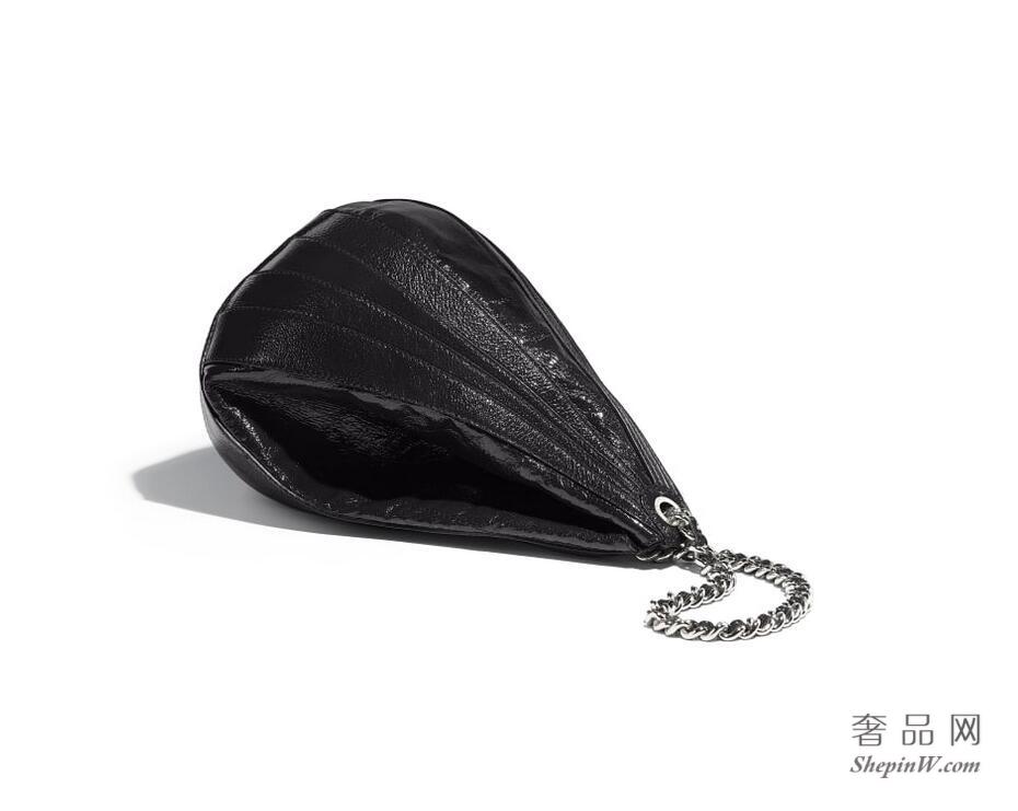 2018春夏系列 香奈儿CHANEL 皱纹鹿漆皮 嬉皮包 Hobo Handbag