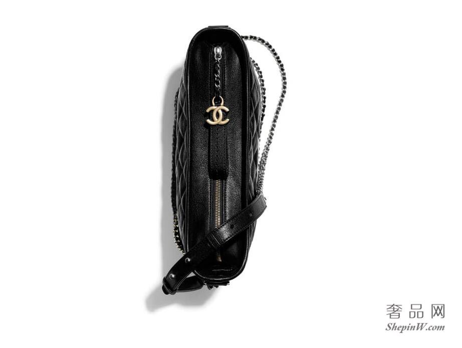 2018春夏系列 CHANEL'S GABRIELLE Hobo Bag 黑色山羊皮 漆皮GABRIELLE流浪包