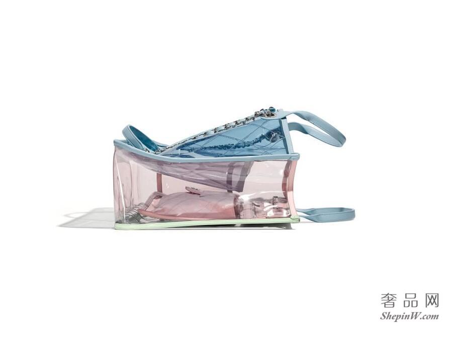2018春夏系列Chanel香奈儿 PVC材质、小羊皮大号手提包