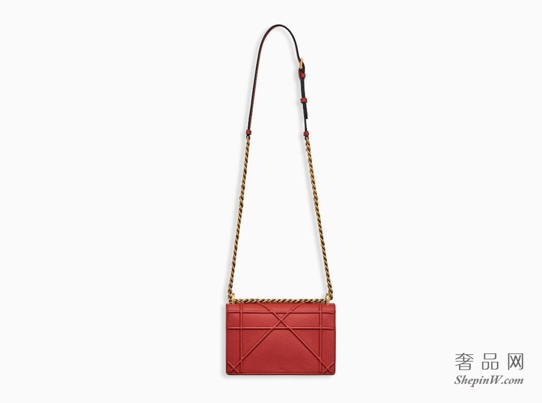 迪奥dior“Diorama”红色Archicannage藤格纹图案粒面触感小牛皮小手提包