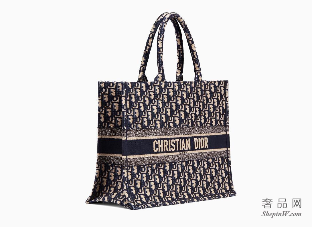 迪奥Dior Book Tote Dior Oblique帆布加绣手提包