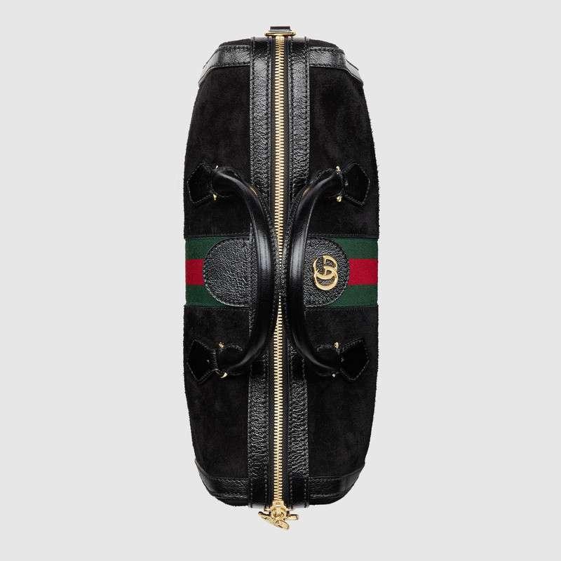 古驰Gucci 黑色麂皮Ophidia系列中号手提包 524532 D6ZYB 1060