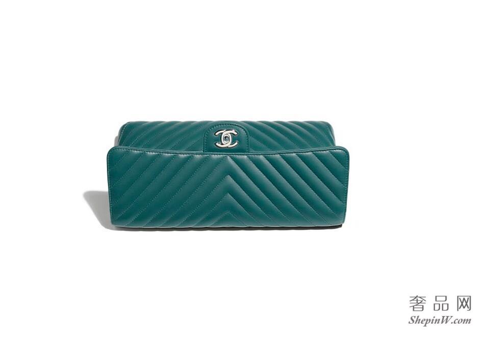 香奈儿chanel 2018春夏新款 土耳其蓝羊皮 Clutch 晚宴包