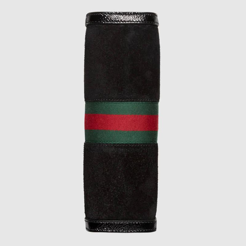 Gucci 2018春夏款 黑色麂皮 Ophidia系列小号肩背包