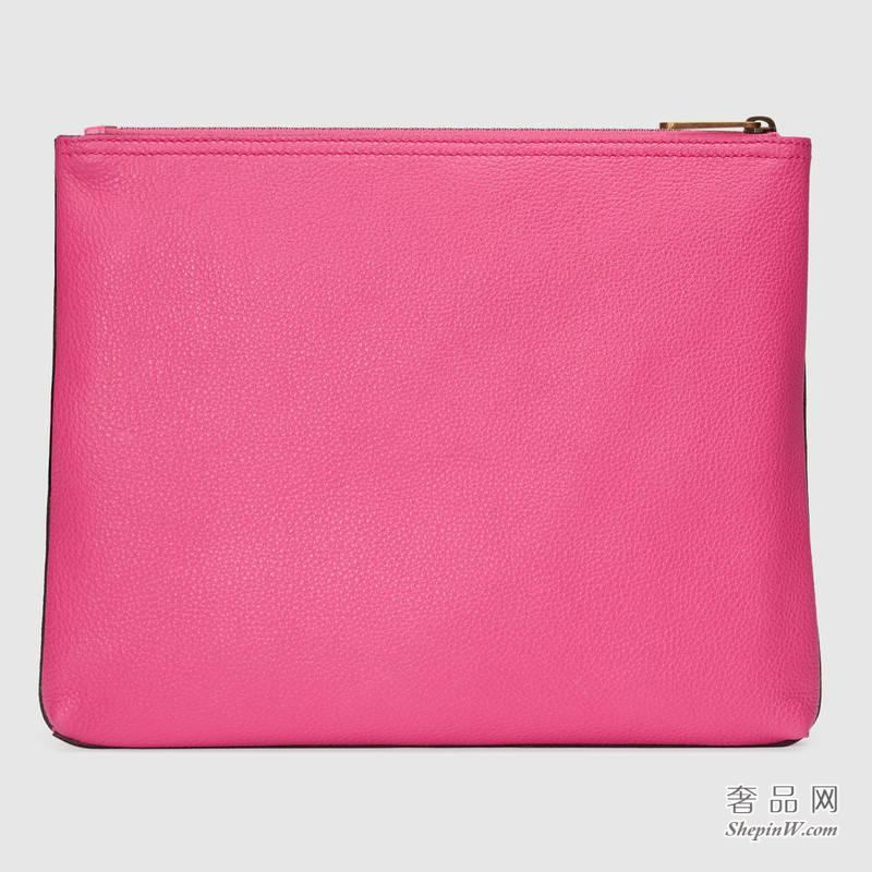 Gucci标识印花皮革中号手拿包 500981 0GCAT 8820