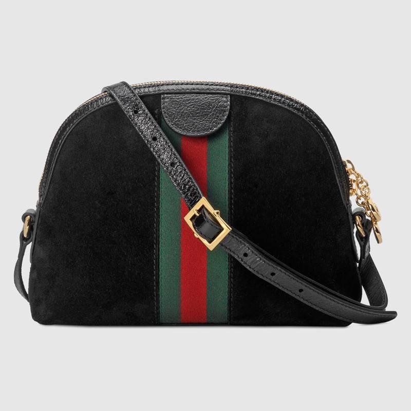 Gucci 2018春夏款 黑色麂皮 Ophidia小号肩背包 499621 D6ZYG 1060