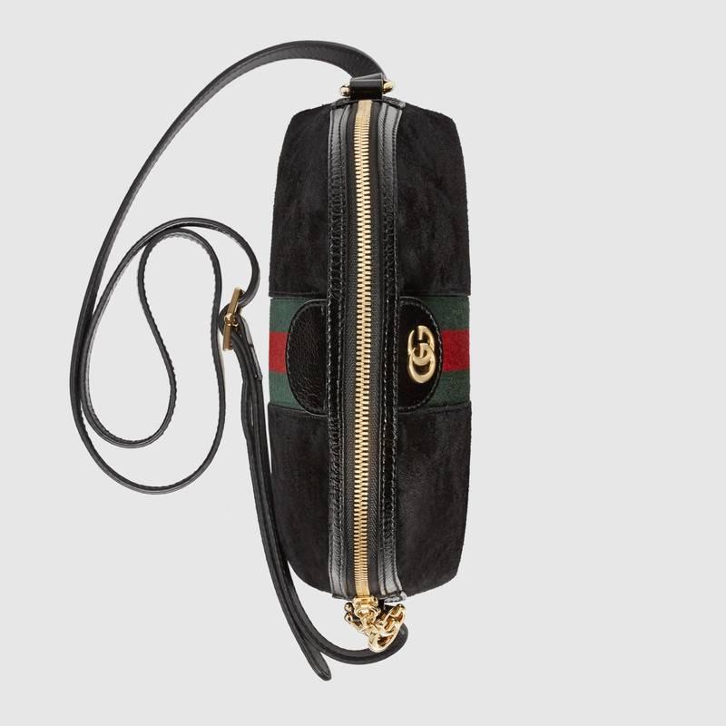 Gucci 2018春夏款 黑色麂皮 Ophidia小号肩背包 499621 D6ZYG 1060