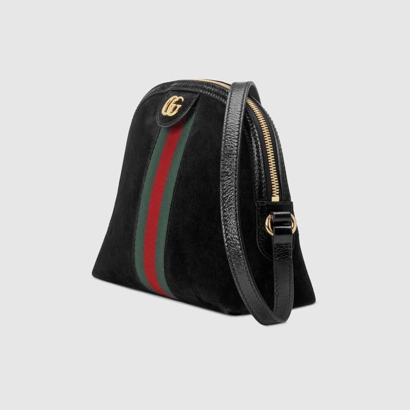 Gucci 2018春夏款 黑色麂皮 Ophidia小号肩背包 499621 D6ZYG 1060