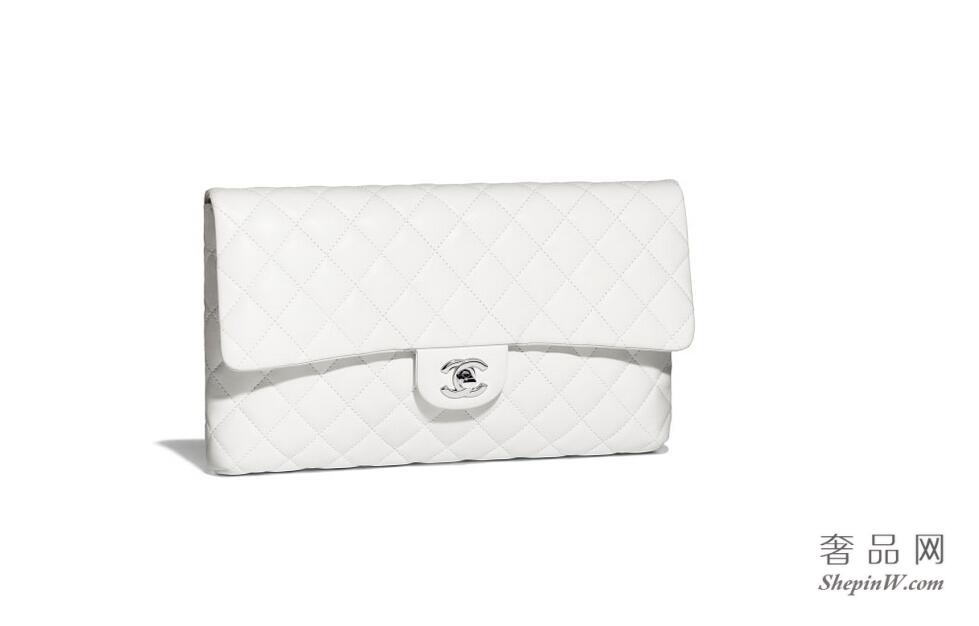 香奈儿chanel 2018春夏新款白色 羊皮 Clutch 晚宴包