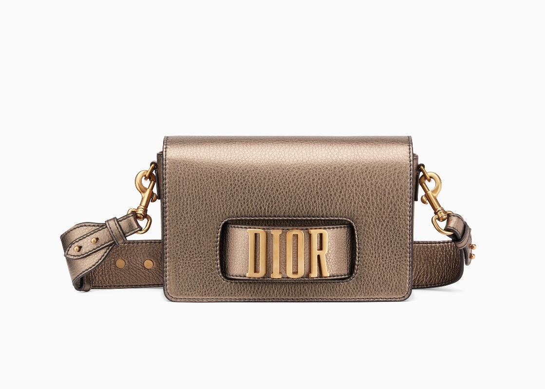 Dior迪奥 Dio(r)evolution金色小牛皮翻盖式手提包
