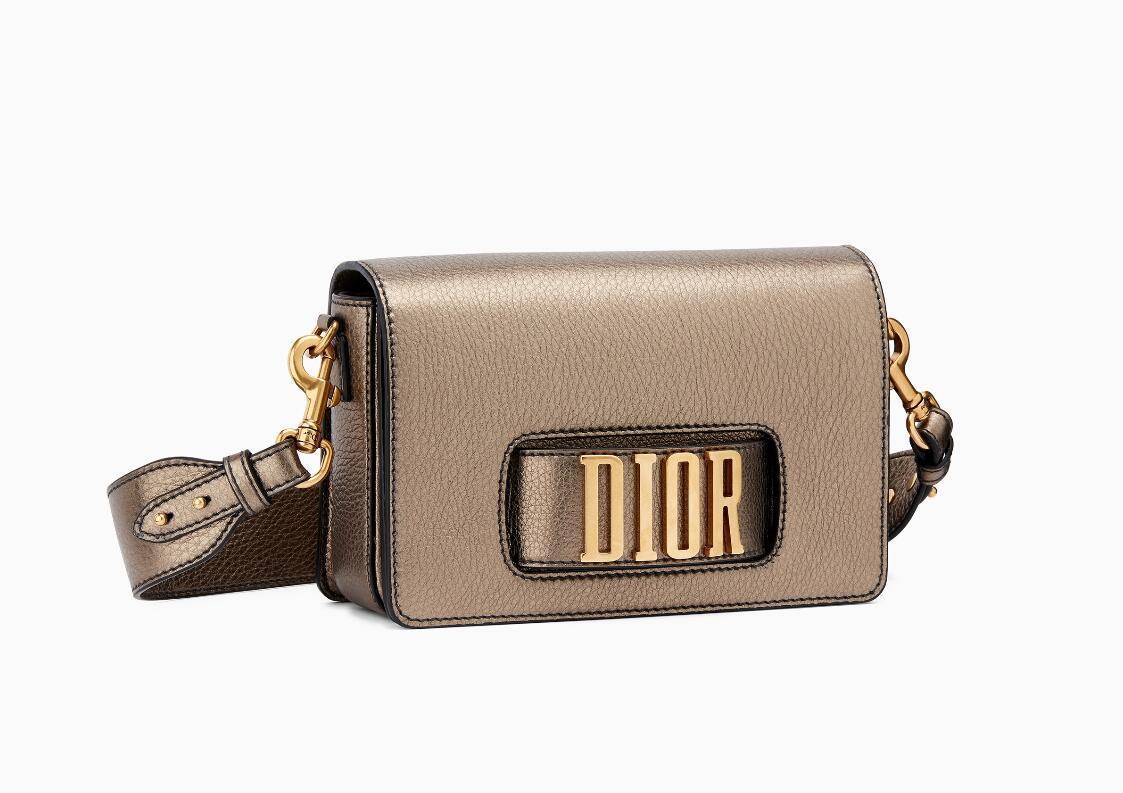 Dior迪奥 Dio(r)evolution金色小牛皮翻盖式手提包