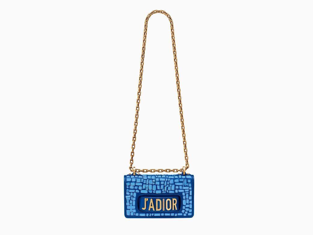 Dior迪奥 J'adior蓝色光滑小牛皮翻盖式袖珍手提包