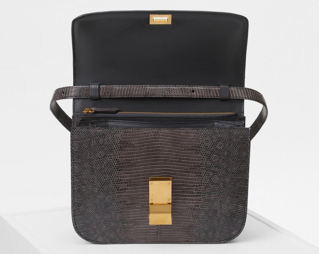 赛琳celine classic box 灰色 中号蜥蜴皮 肩背和斜挎手袋