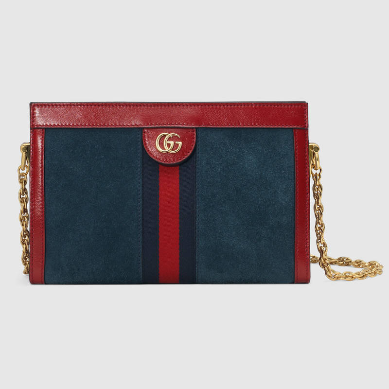 Gucci古驰 蓝色麂皮 Ophidia系列小号肩背包 503877 0KCFB 4064