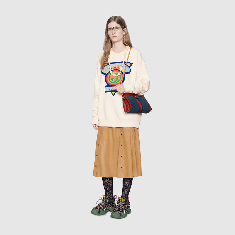 Gucci古驰 蓝色麂皮 Ophidia系列小号肩背包 503877 0KCFB 4064