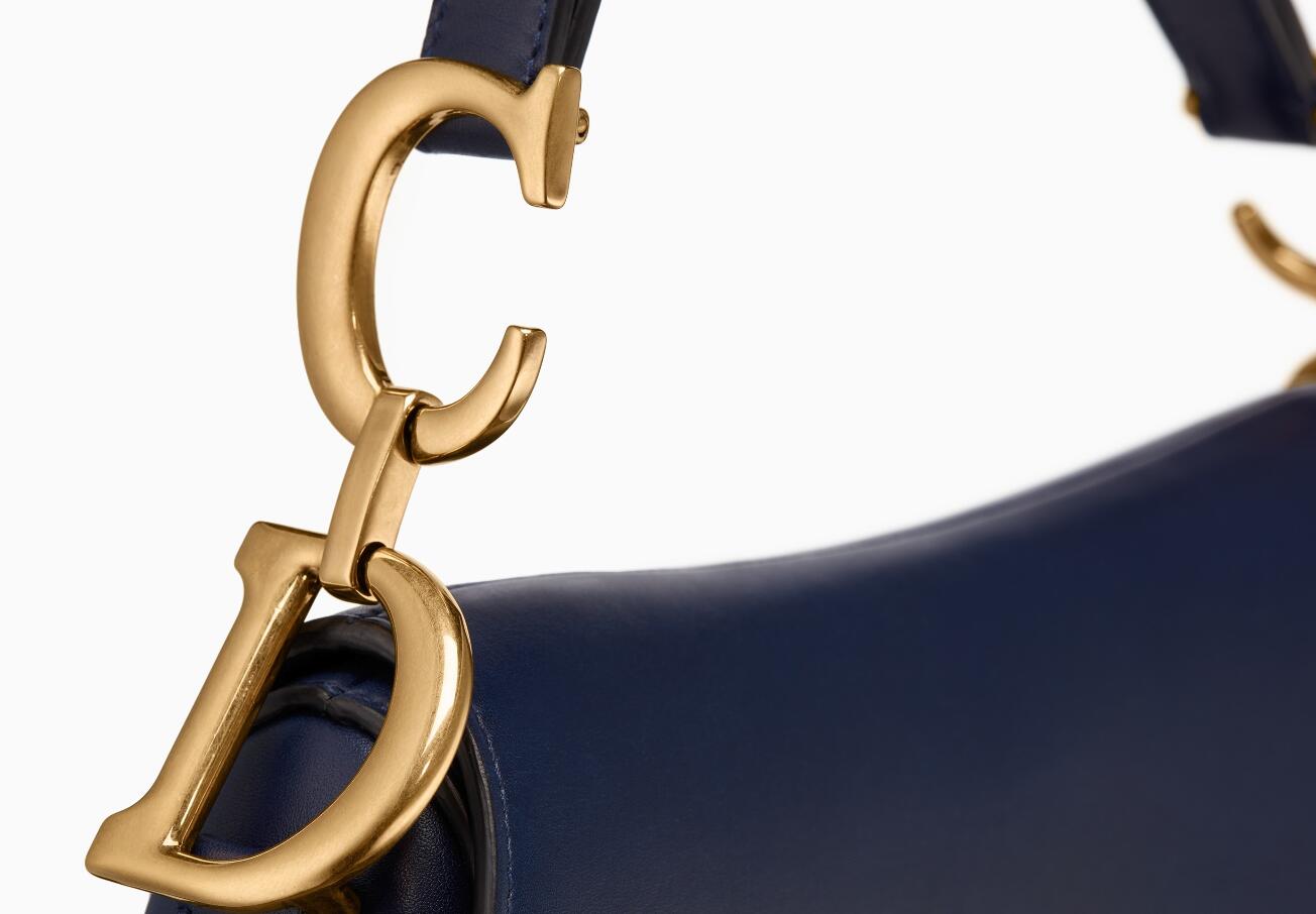 迪奥 Dior Saddle蓝色小牛皮手提包复古金色金属 M0446CWGH_M85B