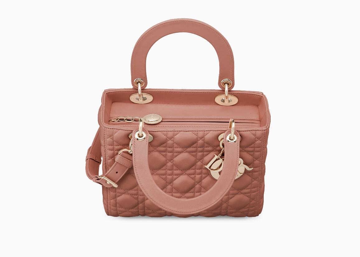 dior戴妃最经典的颜色 Lady Dior粉红色小羊皮手提包