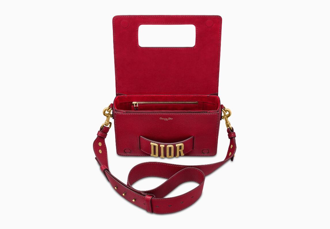 迪奥 Dio(r)evolution红色小牛皮翻盖式手提包