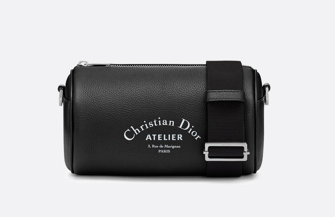 迪奥Dior“Roller”黑色粒面触感小牛皮和“Christian Dior Atelier”印花手拿包