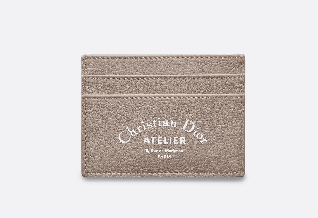 dior 巴黎蓝 酒红色粒面触感小牛皮和“Christian Dior Atelier”印花卡套