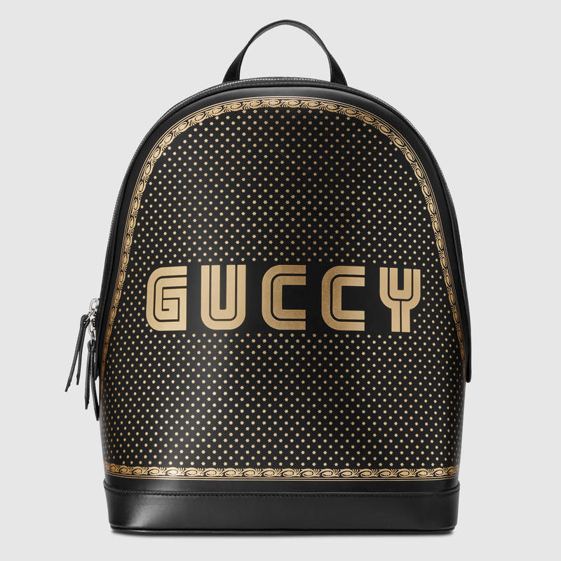 Gucci 黑色皮革 Guccy中号背包 419584 DVU7N 8474
