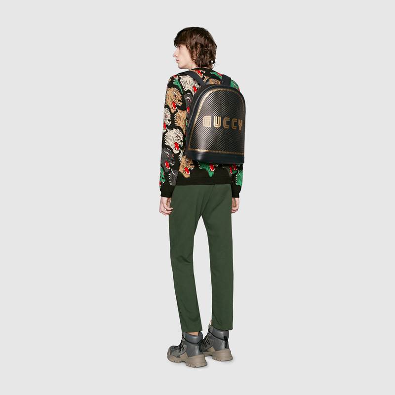 Gucci 黑色皮革 Guccy中号背包 419584 DVU7N 8474