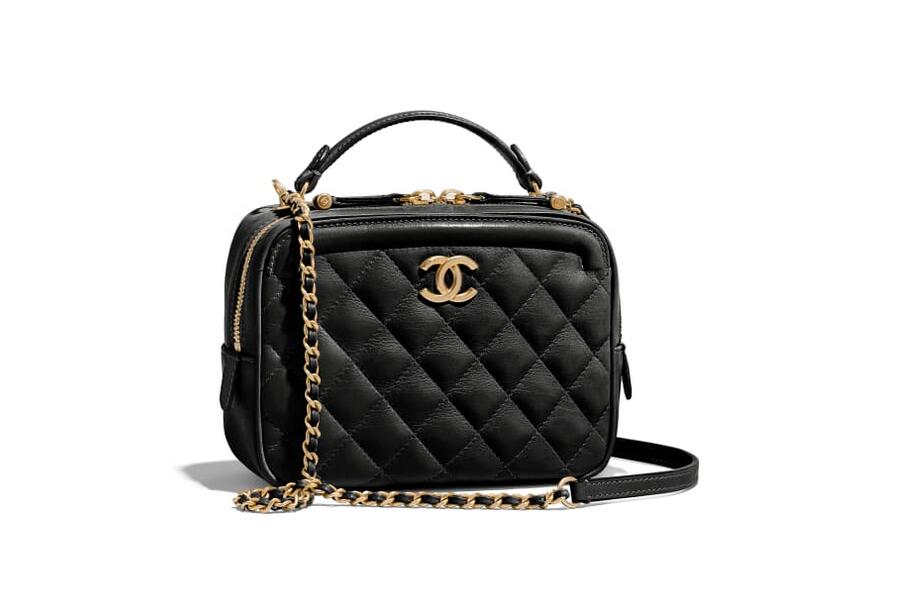 香奈儿 Chanel 化妆包图片 黑色小牛皮与金色金属