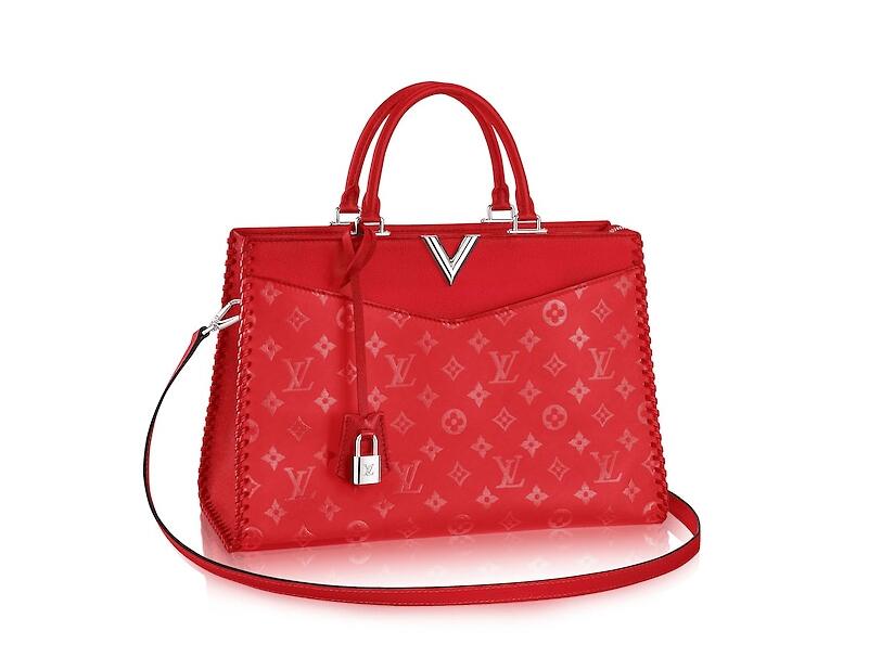 路易威登 LV Very Tote 拉链手袋 M54146 红宝石色/榛子色Cuir Ecume Cuir Plume皮革