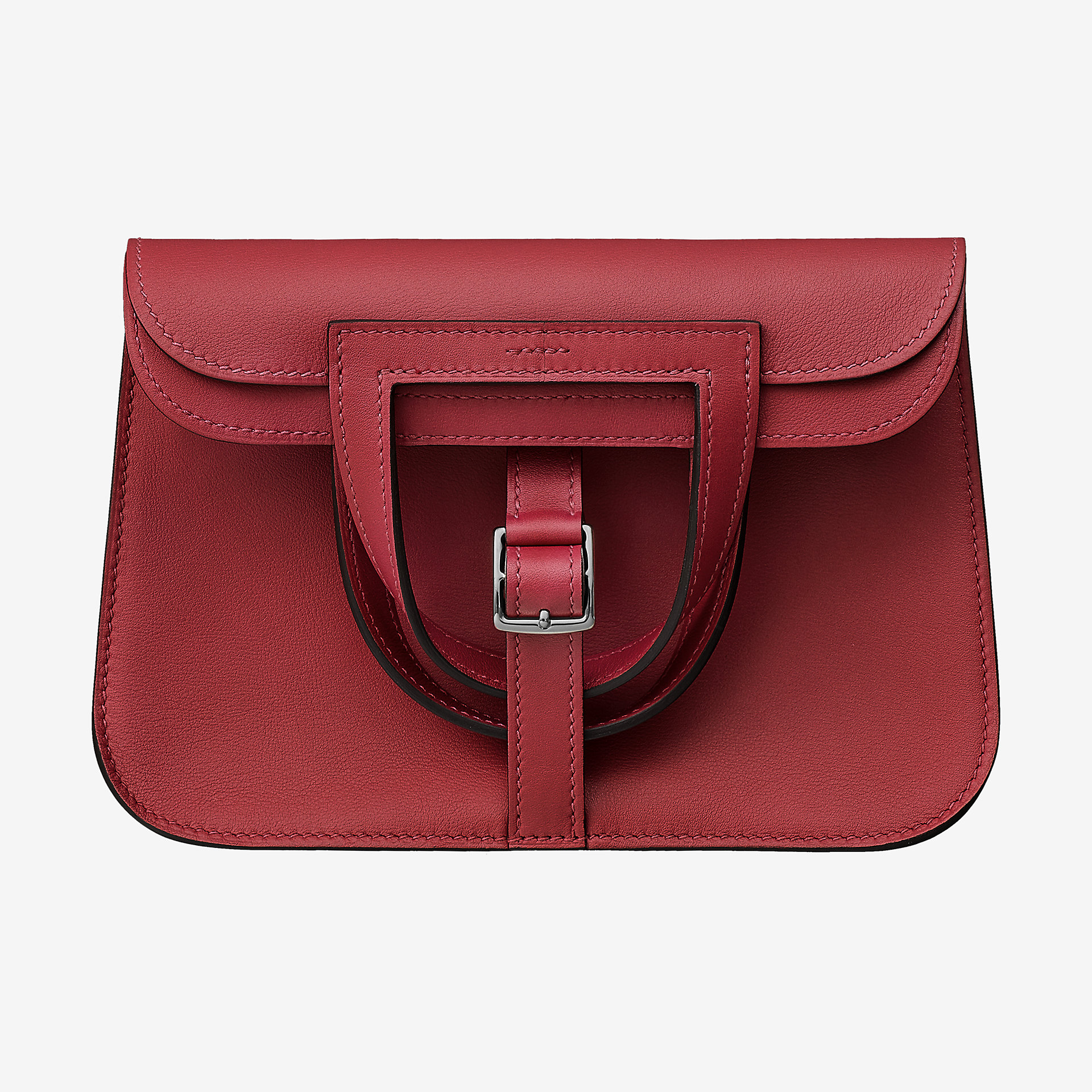 Hermes mini Halzan bag Rouge grenat Swift 小牛皮手提包