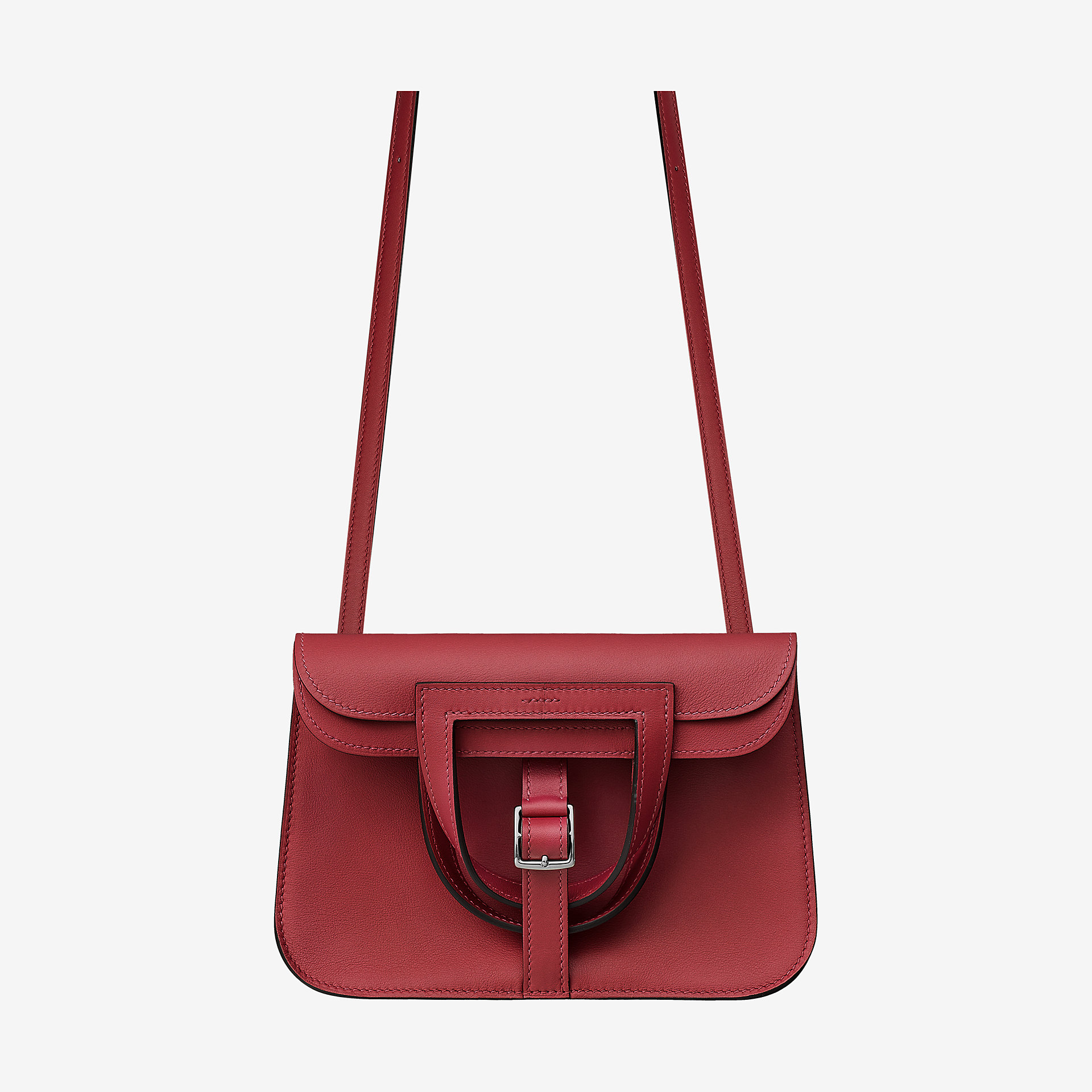 Hermes mini Halzan bag Rouge grenat Swift 小牛皮手提包