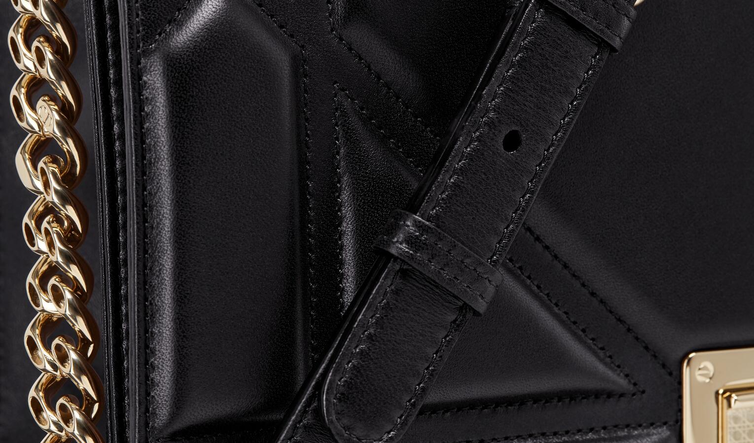 迪奥Dior Diorama黑色Archicannage藤格纹图案绗缝小羊皮手提包