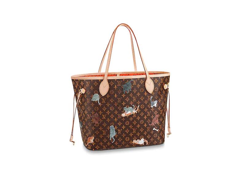 路易威登 LV 棕色与橘色NEVERFULL 中号手袋 M44441