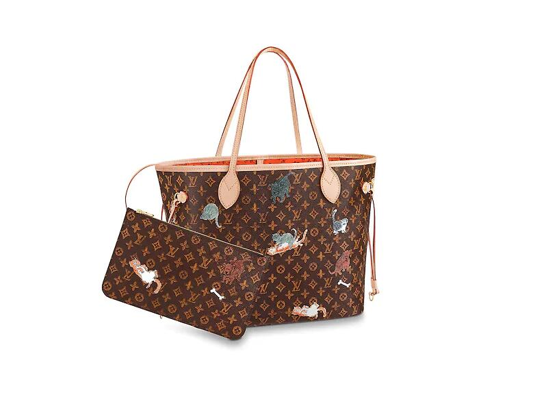 路易威登 LV 棕色与橘色NEVERFULL 中号手袋 M44441