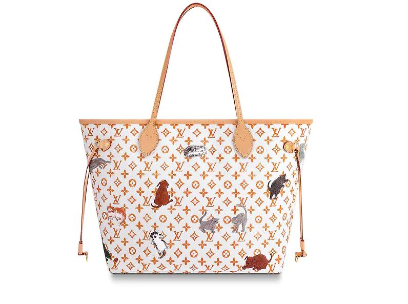 路易威登 LV 白色和橙色NEVERFULL 中号手袋 (北京SKP限定款)M44459