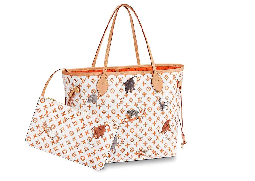 路易威登 LV 白色和橙色NEVERFULL 中号手袋 (北京SKP限定款)M44459