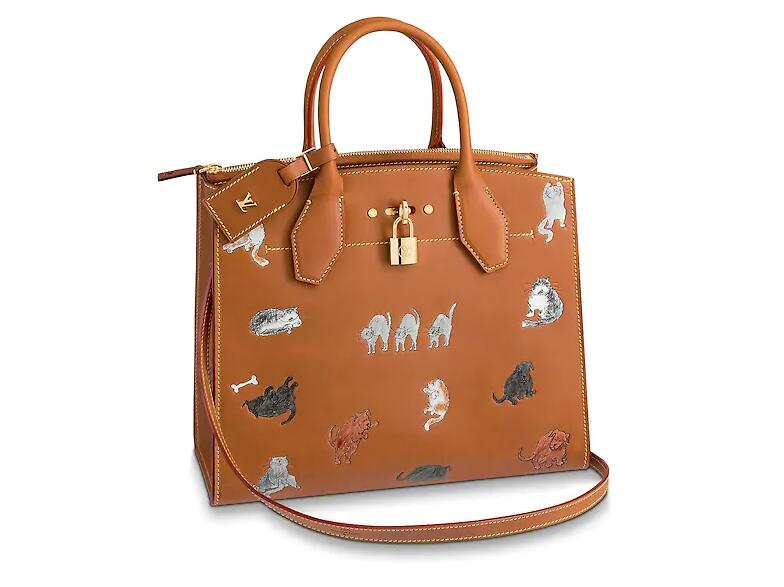 路易威登 LV CITY STEAMER 中号手袋 M52969 压纹猫犬图案