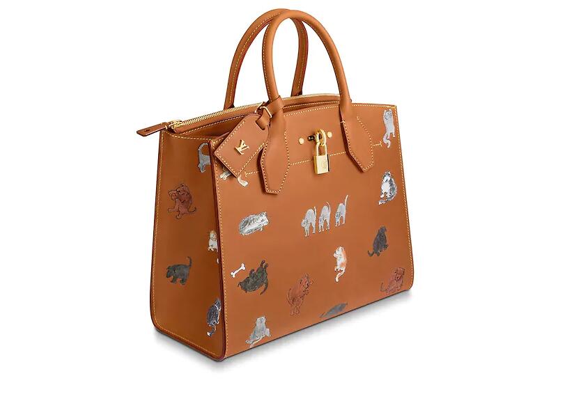 路易威登 LV CITY STEAMER 中号手袋 M52969 压纹猫犬图案