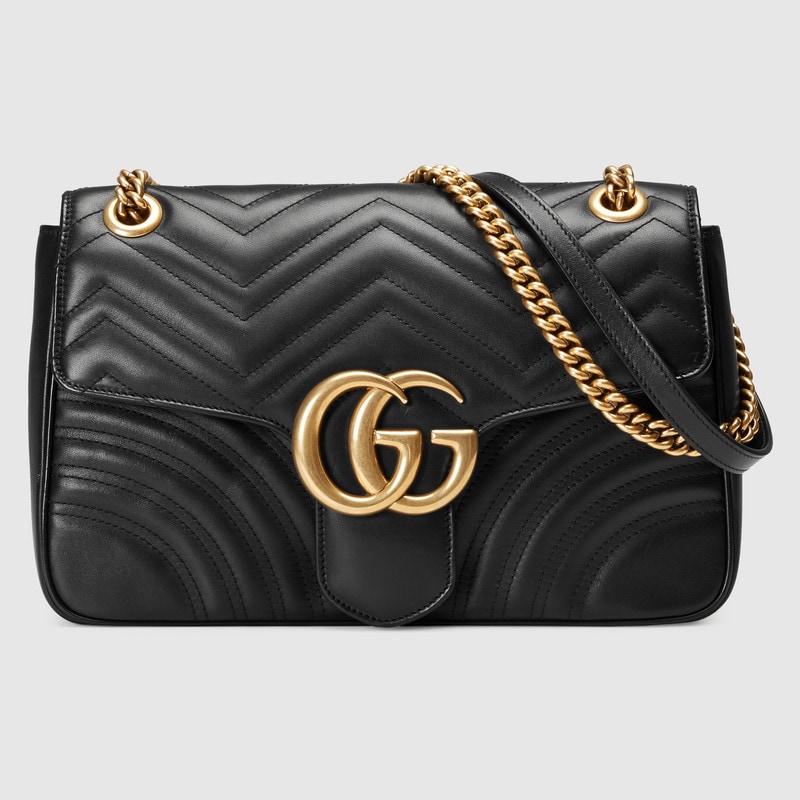 古驰女包官网图片价格 gucci GG Marmont 443496 DTDIT 1000 中号绗缝肩背包