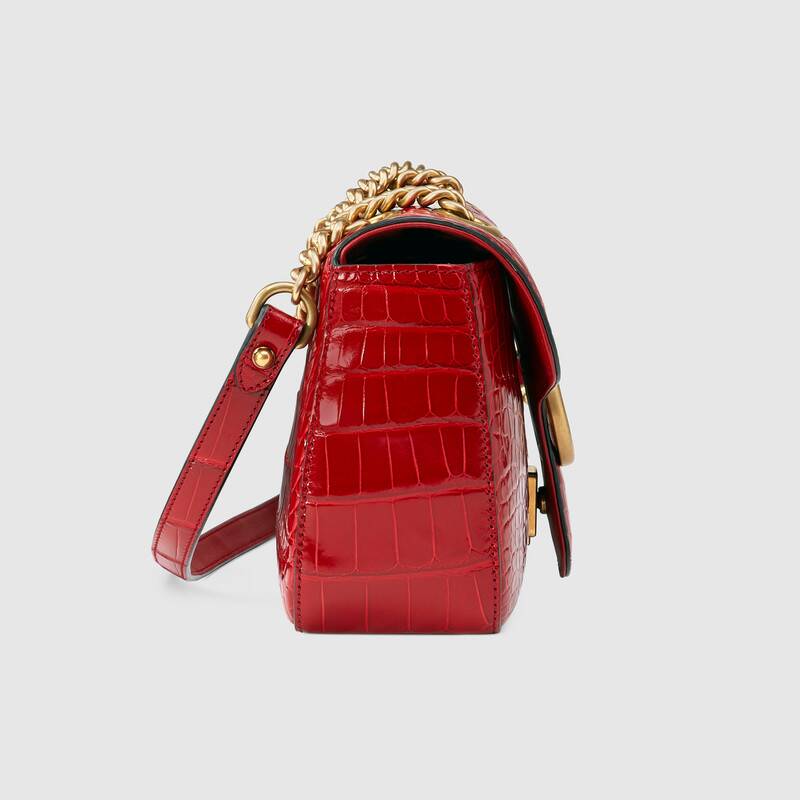 古驰女包官方网站 gucci 443497 EV40T 6638 GG Marmont 鳄鱼皮小号肩背包