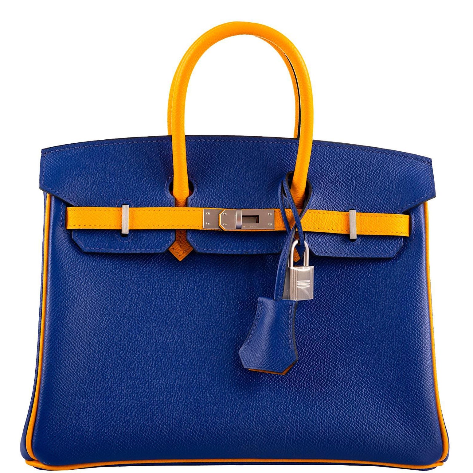 Hermès HSS Birkin 25 Jaune D’Or & Blue Electric Epsom Brushed