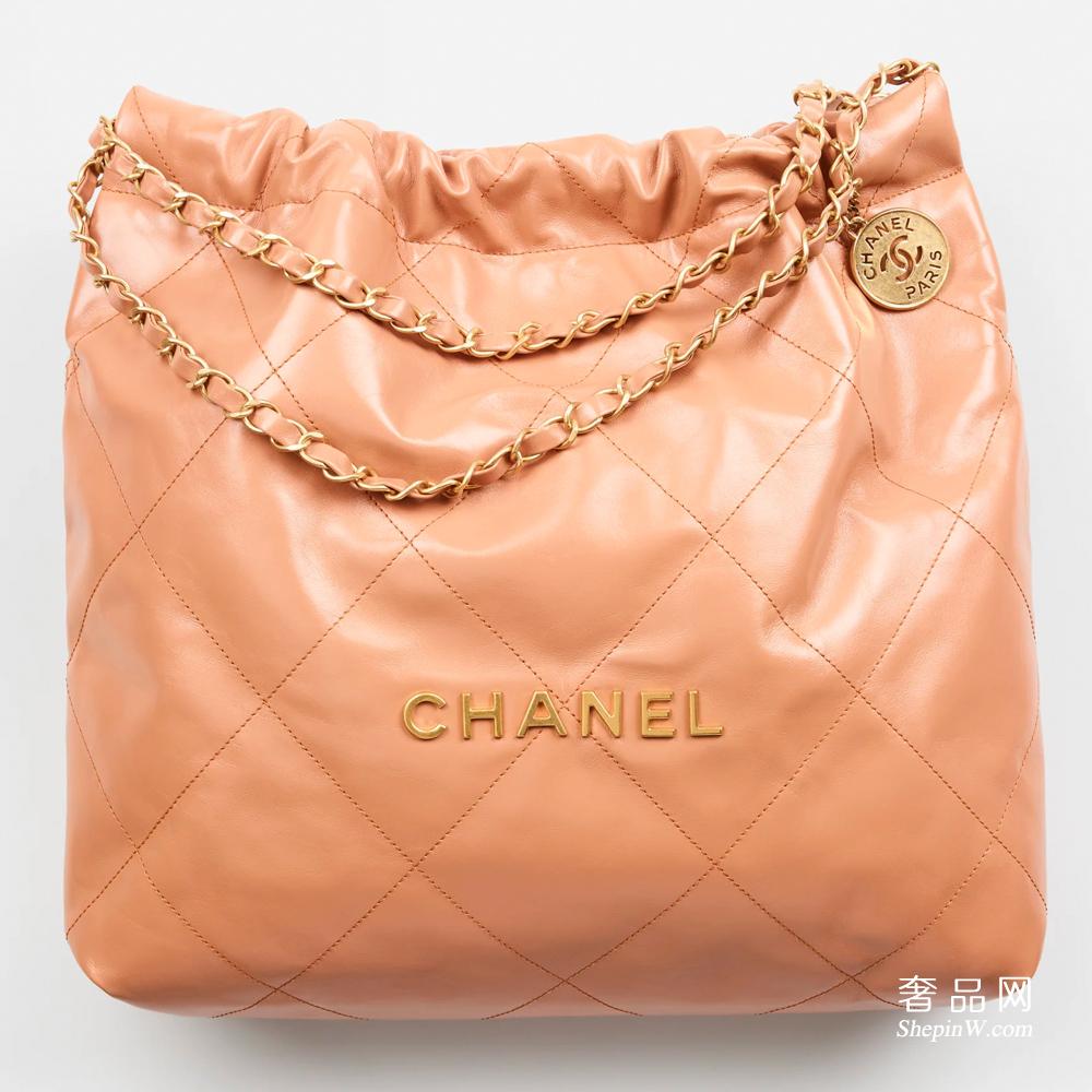 chanel官网包包中国官网 CHANEL 22 手袋 驼色 小牛皮与金色金属