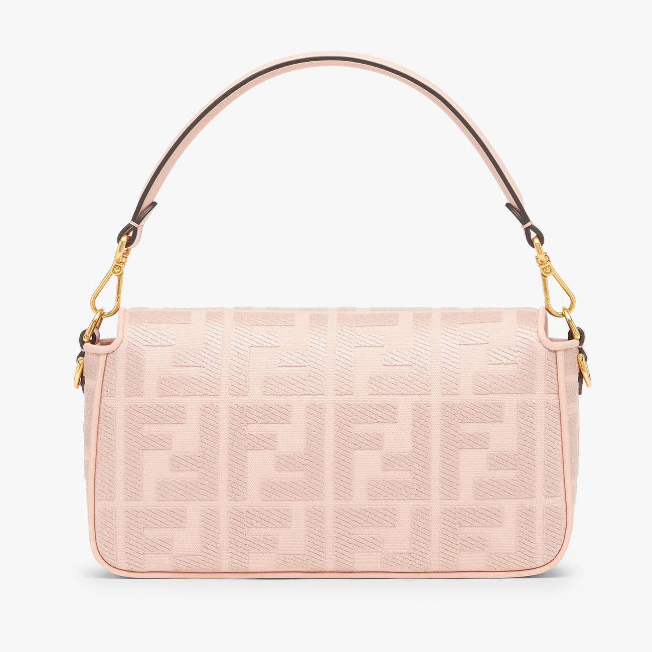 芬迪包包官网价格 Fendi Baguette 中号 粉红色FF帆布手袋