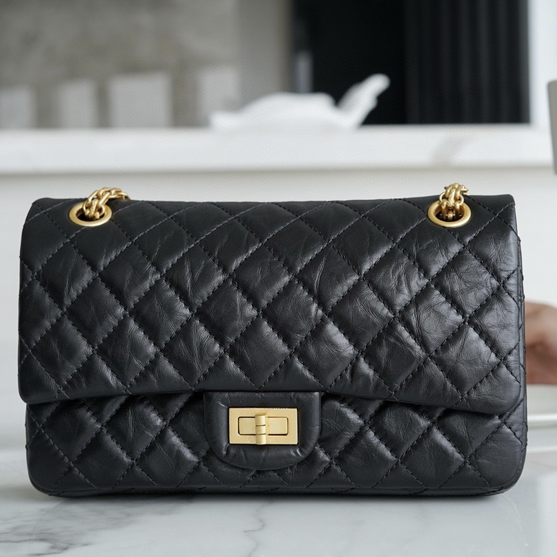 Chanel香奈儿包包2024最新款式官网专柜 2.55小号手袋 黑金