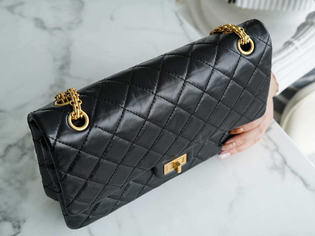 Chanel香奈儿品牌正品包包官网官方经典系列 大号黑金2.55手袋